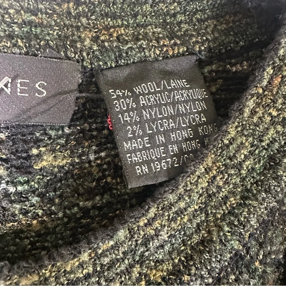 Jhane Barnes Green Sweater Rugged Line Pattern Men's Long Sleeve 3d knit VTG